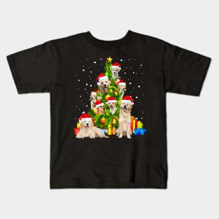 Golden Retriever Christmas Tree X Mas Santa Hat Kids T-Shirt